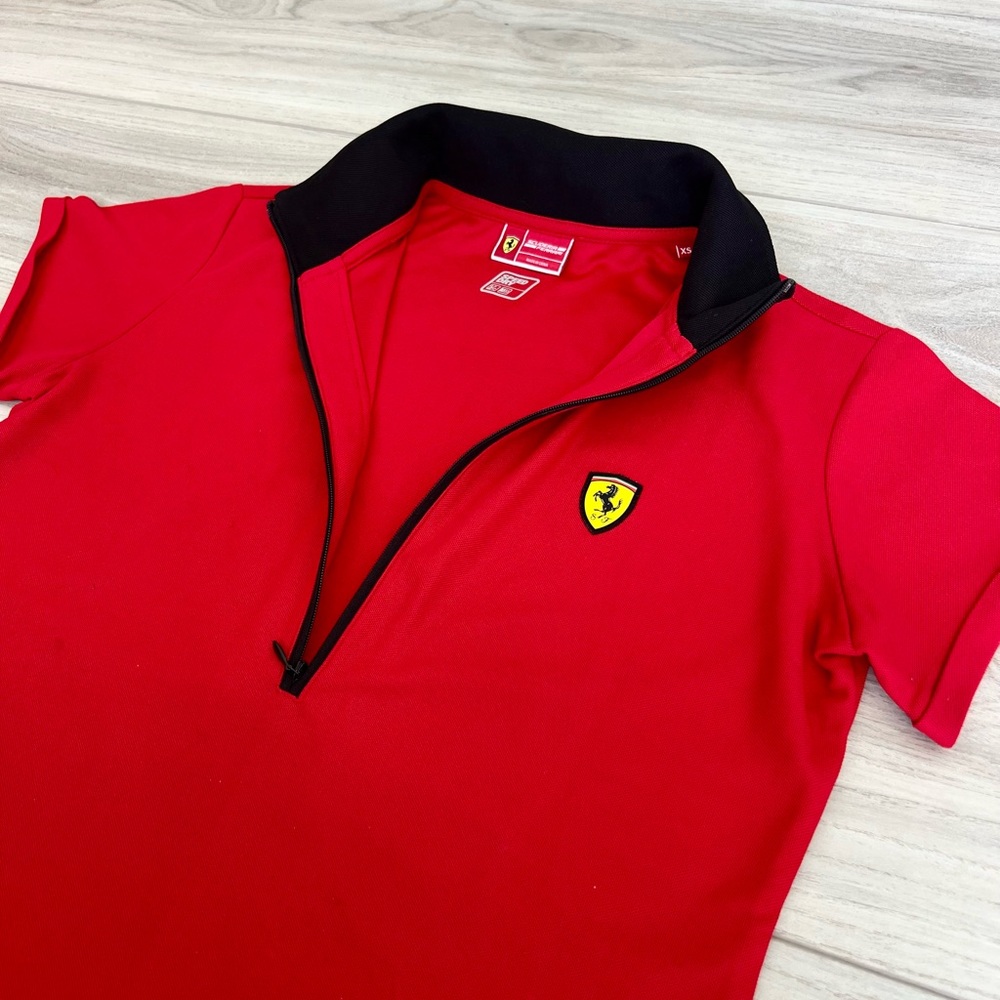 Scuderia Ferrari Red and Black Polo Shirt with Logo